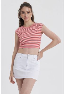 Polera Mujer Rayas Rojo