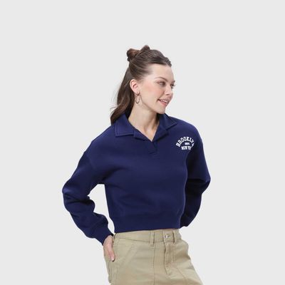 Imagen 2 del producto Polerón Mujer Crop Azul Marino Fashion's Park