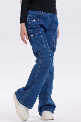 Imagen 2 del producto Jeans Niña Cargo Fit Flare Azul