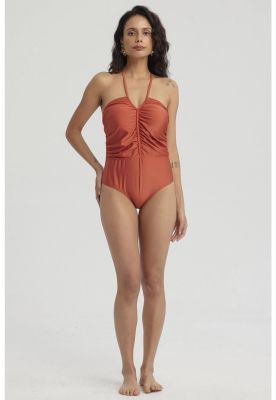 Traje De Baño Mujer Entero Amarra Terracota