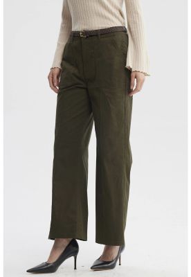 Imagen 2 del producto Pantalón Mujer Gabardina Con Cinturón Verde Musgo