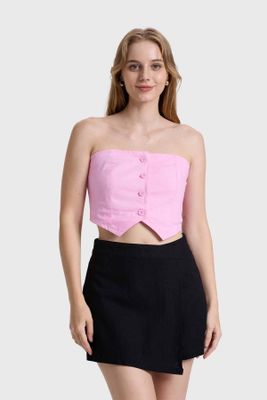 Blazer Mujer Strapless Rosado