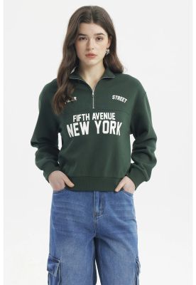 Imagen 1 del producto Polerón Mujer Slim Half Zipper Verde Oscuro