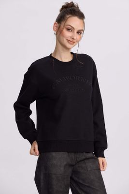 Polerón Mujer Oversize Bordado Negro