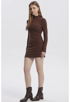 Imagen 2 del producto Vestido Mujer Cuello Alto Tejido Café Oscuro