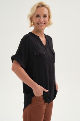 Imagen 2 del producto Blusa Mujer Lisa 2 Tapetas Negro