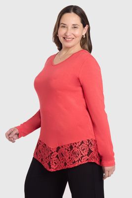 Imagen 2 del producto Polera Mujer Con Detalle Macramé Rojo