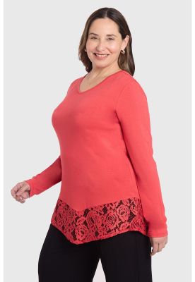 Imagen 2 del producto Polera Mujer Con Detalle Macramé Rojo