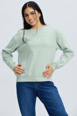 Imagen 2 del producto Polerón Mujer Oversize Bordado Verde Agua