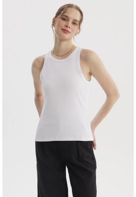 Imagen 1 del producto Polera Peto Mujer Básico Liso Rib Blanco