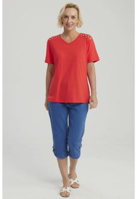 Imagen 2 del producto Polera Mujer Detalle Hombro Rojo