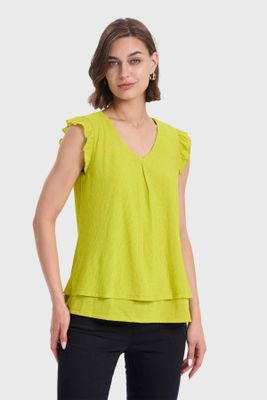 Imagen 1 del producto Polera Mujer Doble Capa Y Pinza Verde