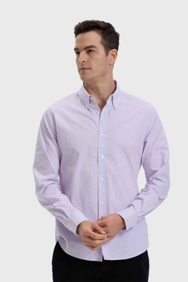 Camisa Hombre Slim Fit Rayas Lila