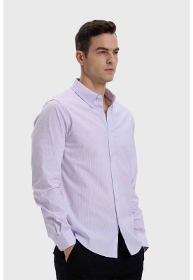 Imagen 2 del producto Camisa Hombre Slim Fit Rayas Lila