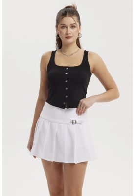 Imagen 1 del producto Polera Mujer Escote Cuadrado Botones Falsos Negro