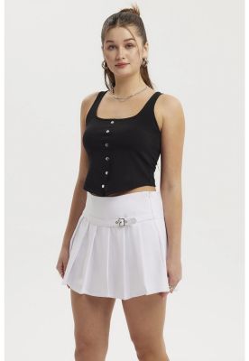 Imagen 2 del producto Polera Mujer Escote Cuadrado Botones Falsos Negro