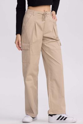 Imagen 2 del producto Pantalón Mujer Cargo Pinzas Beige