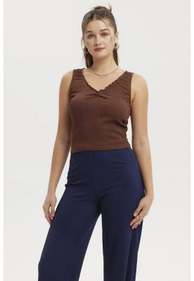 Imagen 2 del producto Polera Mujer Textura Recogido Café