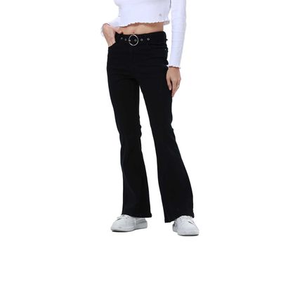 Jeans Mujer Flare Linea Curva Negro