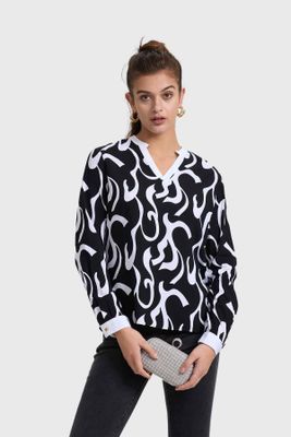 Imagen 1 del producto Blusa Mujer Escote V Print Negro