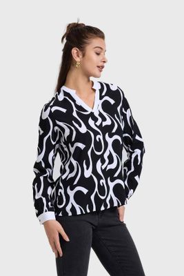 Imagen 2 del producto Blusa Mujer Escote V Print Negro