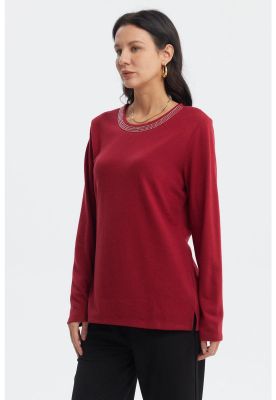Imagen 2 del producto Sweater Mujer Cuello V Rojo