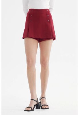 Imagen 1 del producto Falda Mujer Short Aplicación Botones Delanteros Burdeo