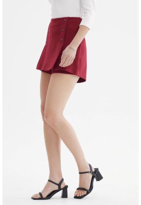 Imagen 2 del producto Falda Mujer Short Aplicación Botones Delanteros Burdeo