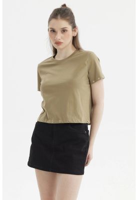 Imagen 2 del producto Polera Mujer Accesorio Metálico Verde Musgo