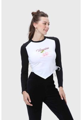 Imagen 2 del producto Polera Mujer Bicolor Recogido Negro