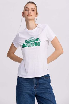 Polera Mujer Básica Print Blanco II