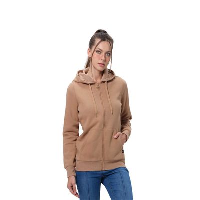 Polerón Mujer Hoodie Full Zipper Camel