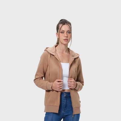 Imagen 2 del producto Polerón Mujer Hoodie Full Zipper Camel