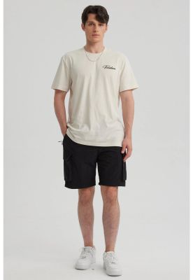 Polera Hombre Print Beach Crema