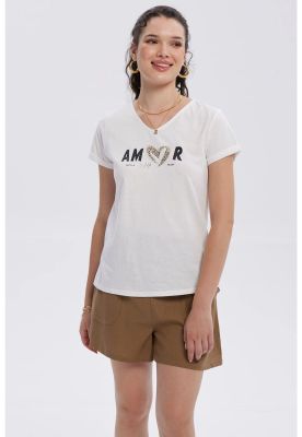 Polera Mujer Dobladillo Manga Crudo