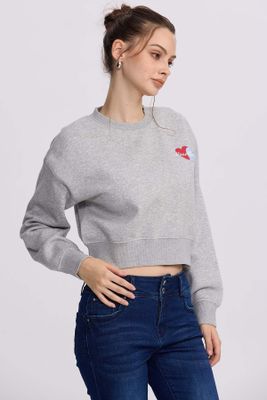 Imagen 2 del producto Polerón Mujer Crop Print Gris Melange