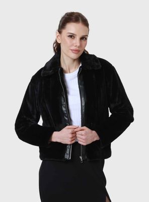 Imagen 2 del producto Polar Mujer Con Cierre Aplicación Efecto Cuero Negro