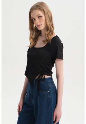 Imagen 2 del producto Polera Mujer Recogido Costado Negro