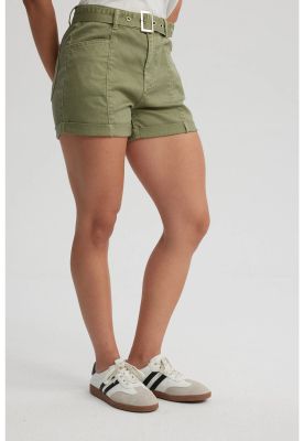 Imagen 2 del producto Short Mujer Mom Tiro Alto Bolsillo Diagonal Verde Militar