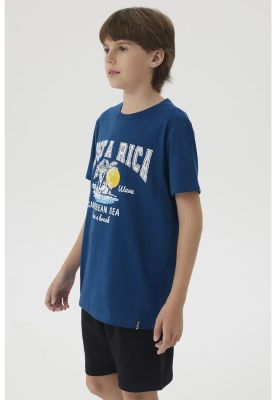 Imagen 2 del producto Polera Niño Básica Estampada Azul Petroleo - V