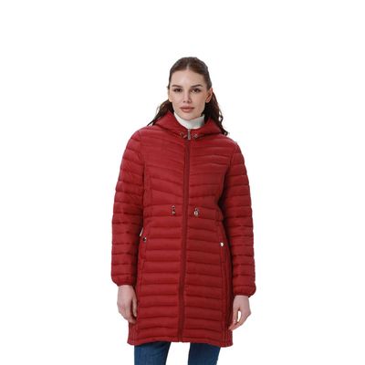 Parka Mujer Modelo Largo Rojo Oscuro