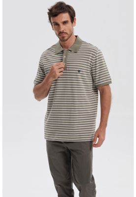 Polera Hombre Mini Rayas Verde