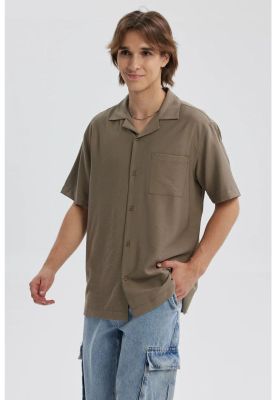 Imagen 2 del producto Camisa Hombre Lisa Bolsillo Café