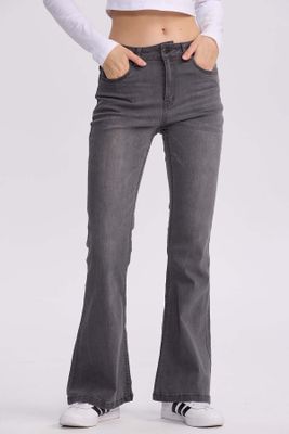 Jeans Mujer Flare Vale Gris Oscuro