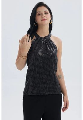 Imagen 1 del producto Blusa Mujer Lentejuelas Amarra Negro