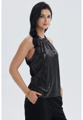 Imagen 2 del producto Blusa Mujer Lentejuelas Amarra Negro