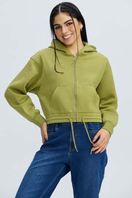 Imagen 1 del producto Polerón Mujer Zipper Crop Verde