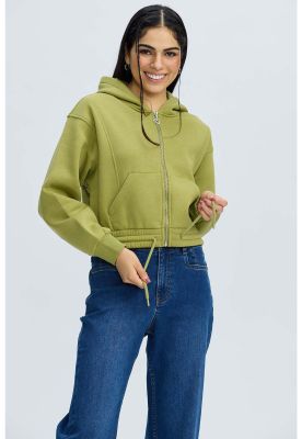 Imagen 2 del producto Polerón Mujer Zipper Crop Verde