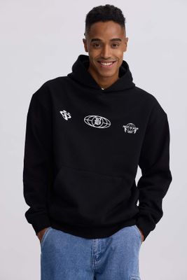 Polerón Hombre Hoodie Doble Print Negro