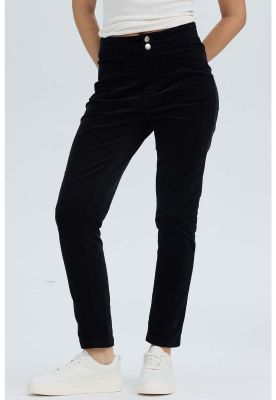 Imagen 2 del producto Pantalón Mujer Slim Cotelé Negro